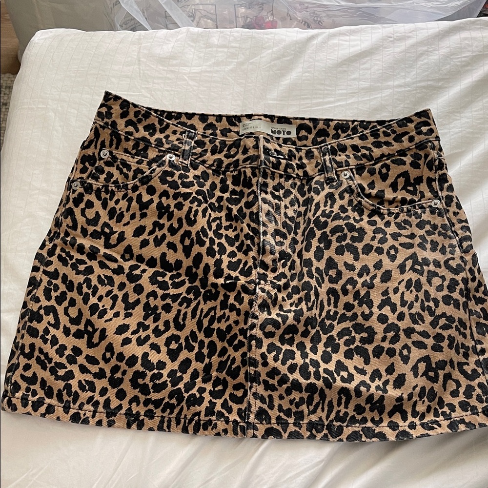 Topshop Leopard Print Mini Skirt - Tan/Black